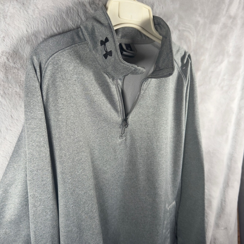 Under Armour Mens Quarter Zip Pullover‎ Heather Gray Performance Mock Neck MD